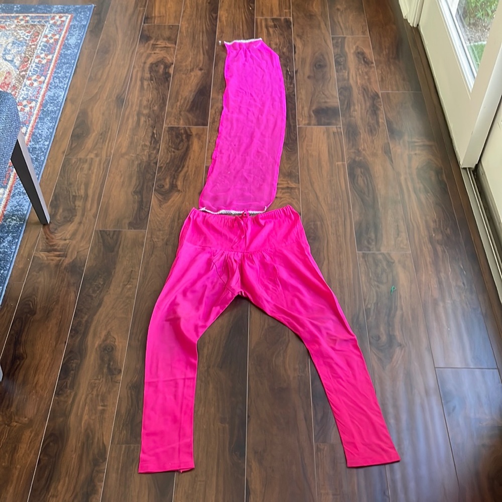GREAT QUALITY PINK sari and kurta pants traditional indian diwali design